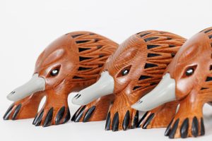 Echidna Carvings by Kel Williams (three in a row from the side)